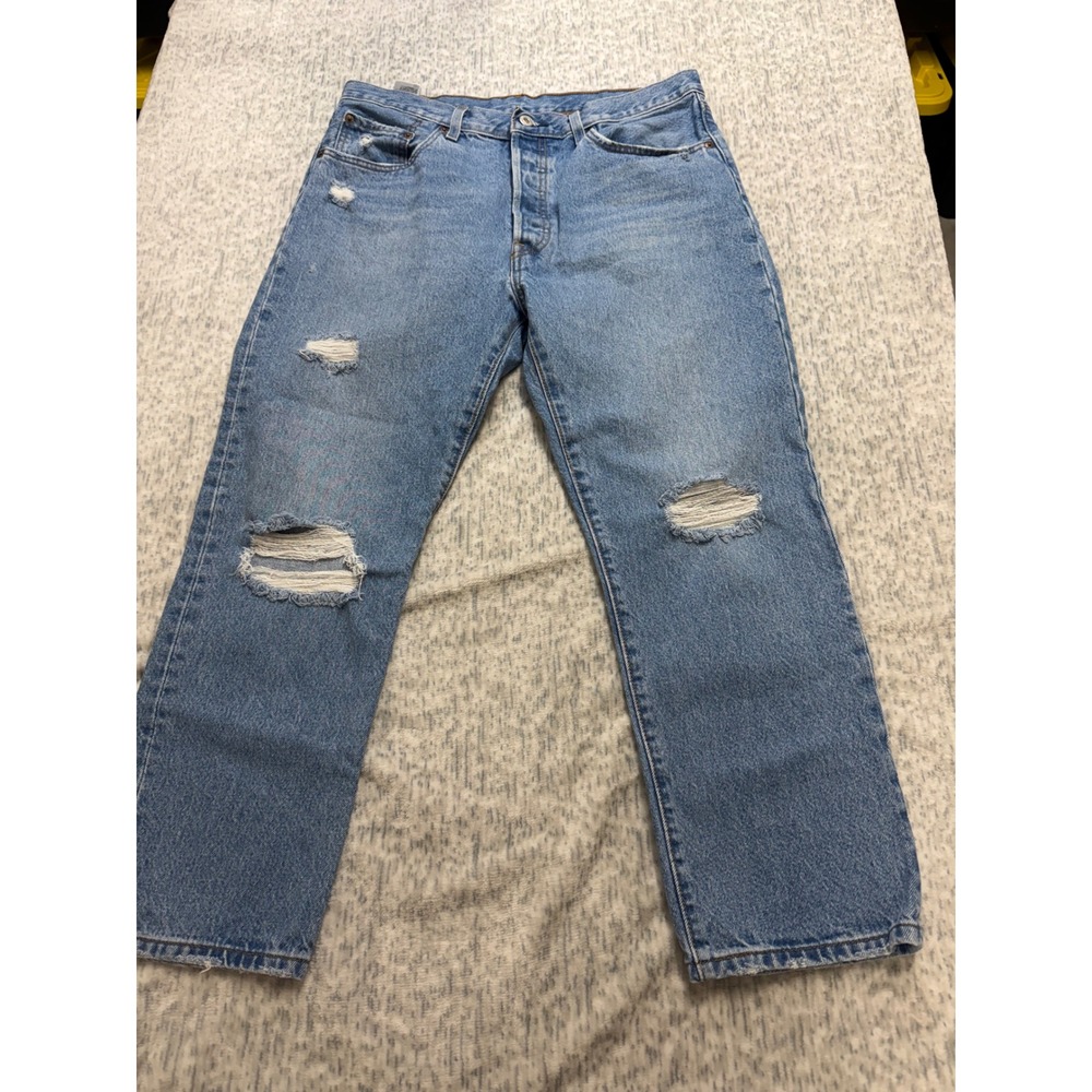 Levi's Straight Leg Distressed Blue Jeans